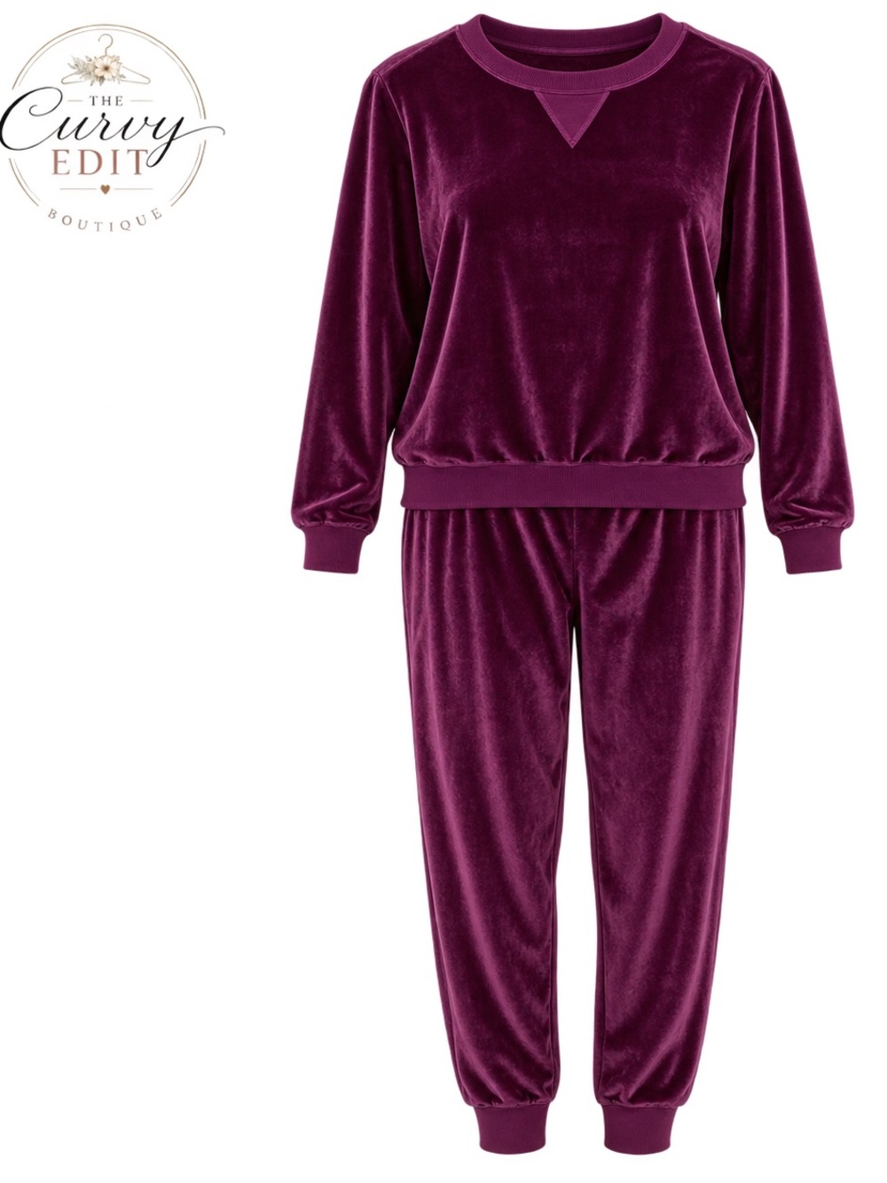 Honeydew Plum Velour Lounge Set Large Sweatshirt Joggers Cozy Two Piece